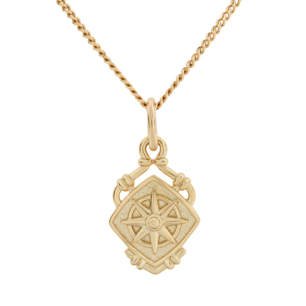 Compass Pendant Necklace in 9ct Yellow Gold