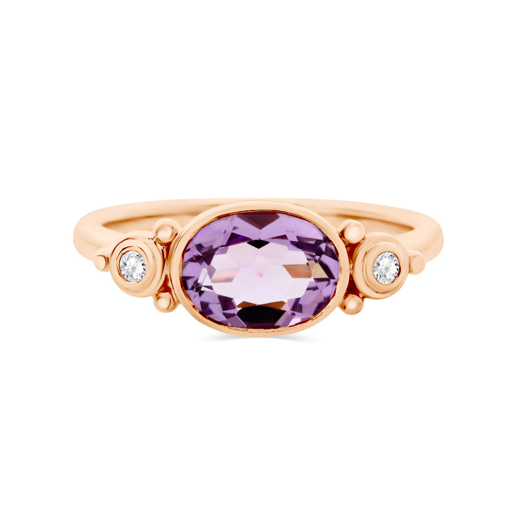 Pink Amethyst & Diamond Ring