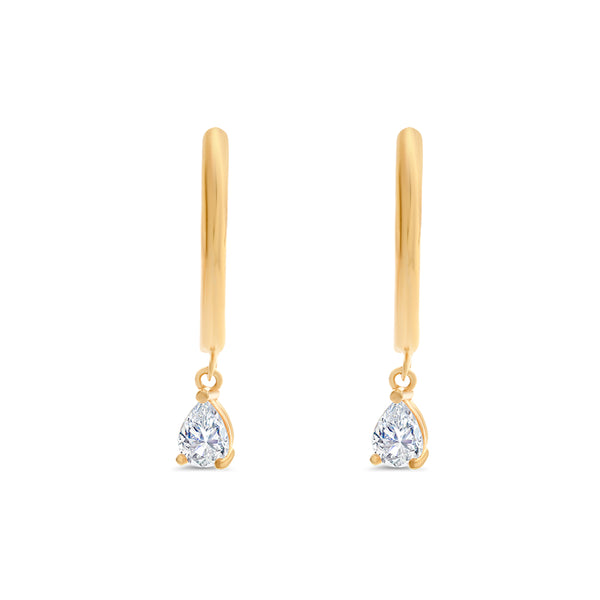 Pear Cubic Zirconia Huggie Earrings