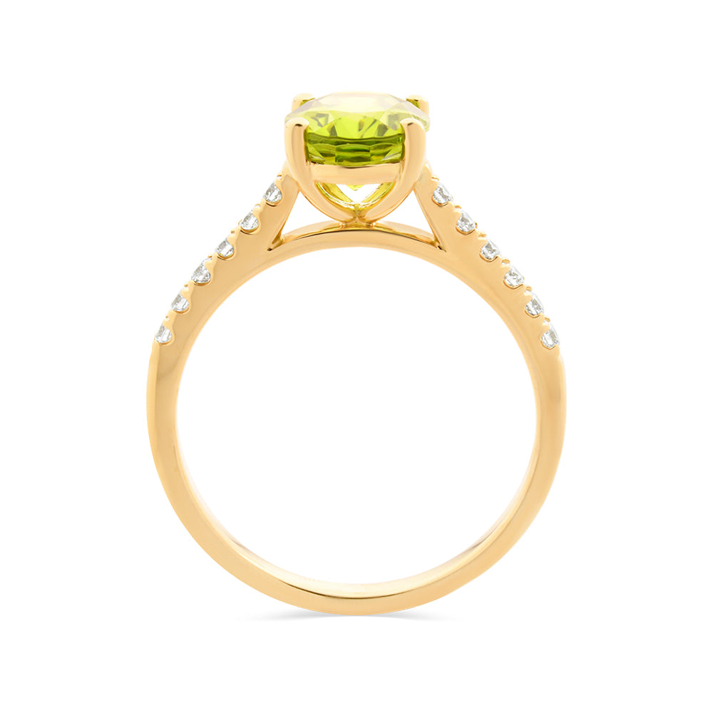 Oval Peridot & Diamond Ring