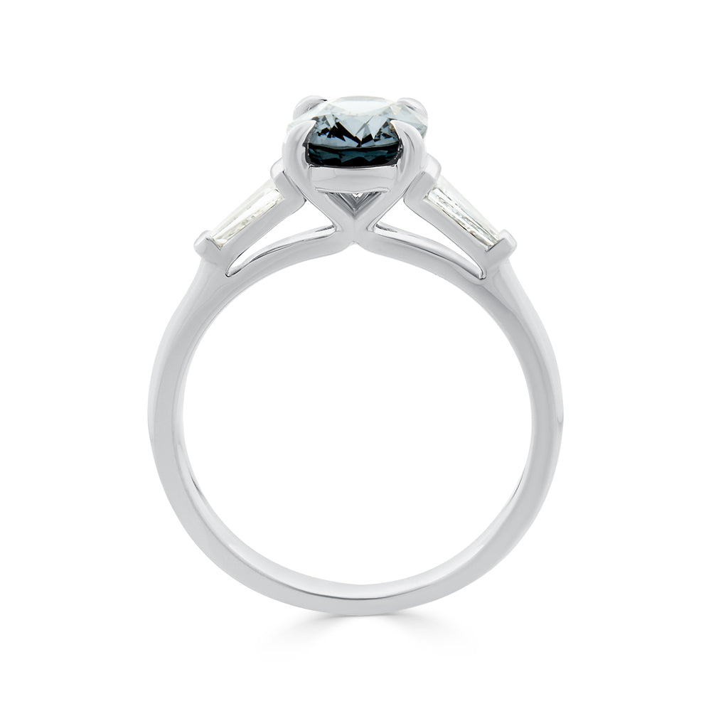 Grey Spinel & Diamond Ring