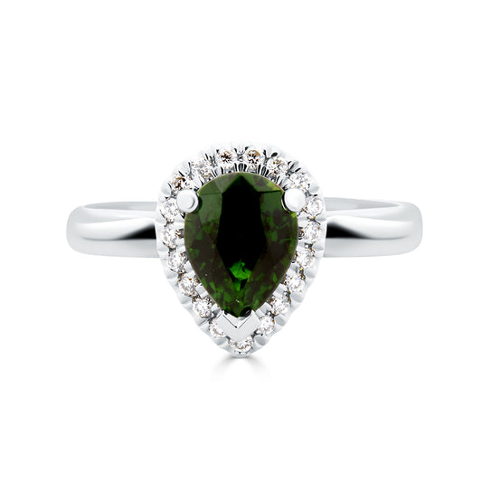 Chrome Green Tourmaline & Diamond Ring