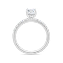 18ct White Gold Emeral Cut Lab Grown Diamond Ring With Shoulder Diamonds