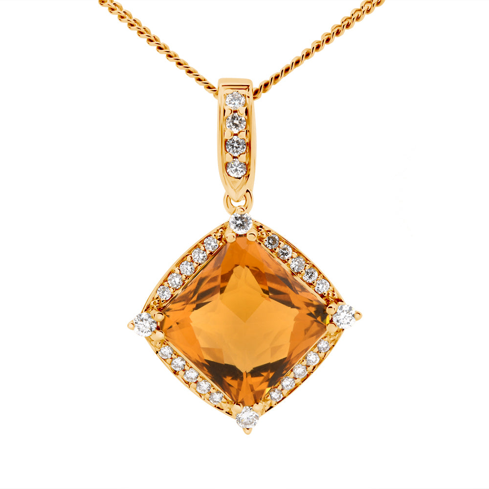 Citrine & Diamond Pendant