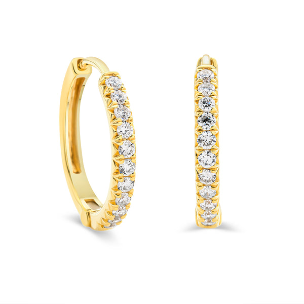 Claw Set Diamond Huggie Earrings in 18ct Yellow Gold