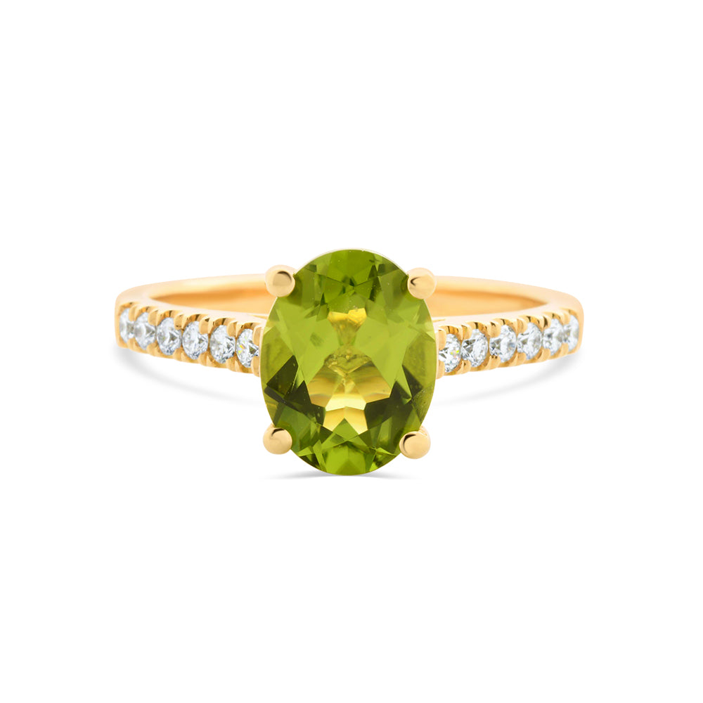 Oval Peridot & Diamond Ring