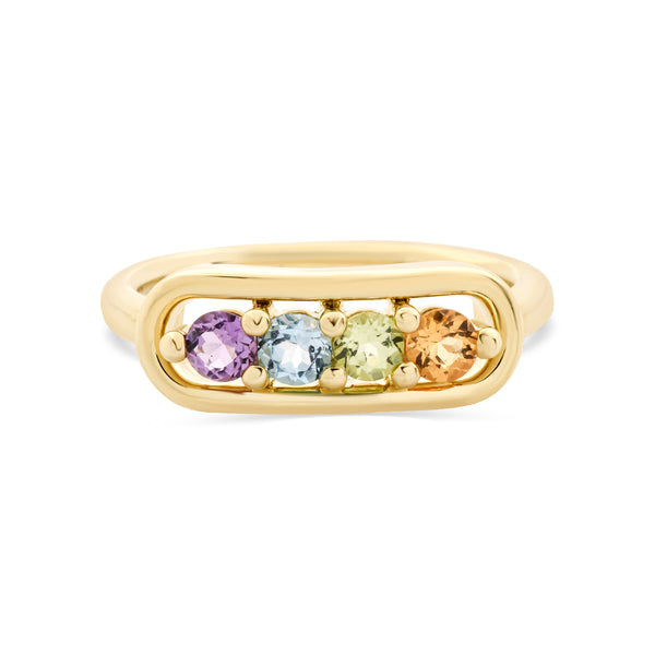 Amethyst, Blue Topaz, Peridot & CItrine Ring