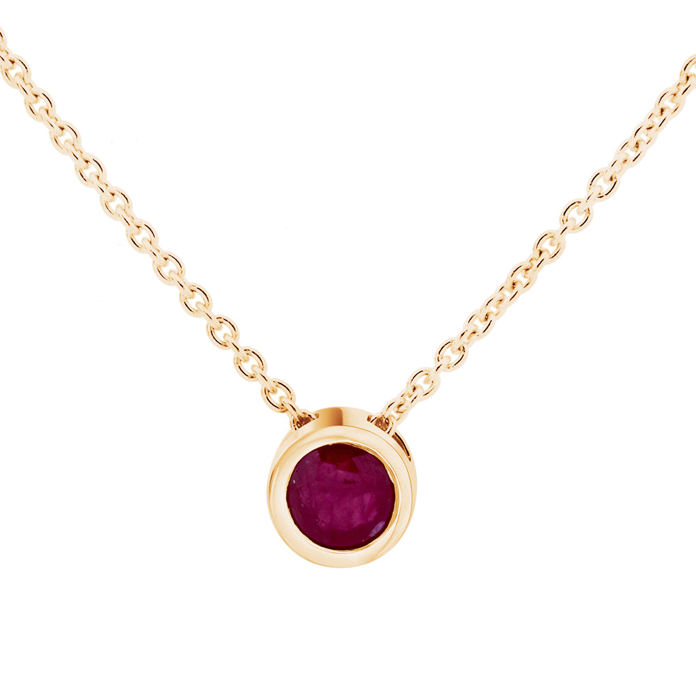 Ruby 9ct Yellow Gold 42cm Slider Pendant Necklace