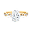 Lab Grown Oval Solitaire With Hidden Halo and Shoulder Diamonds 1.80CT TDW