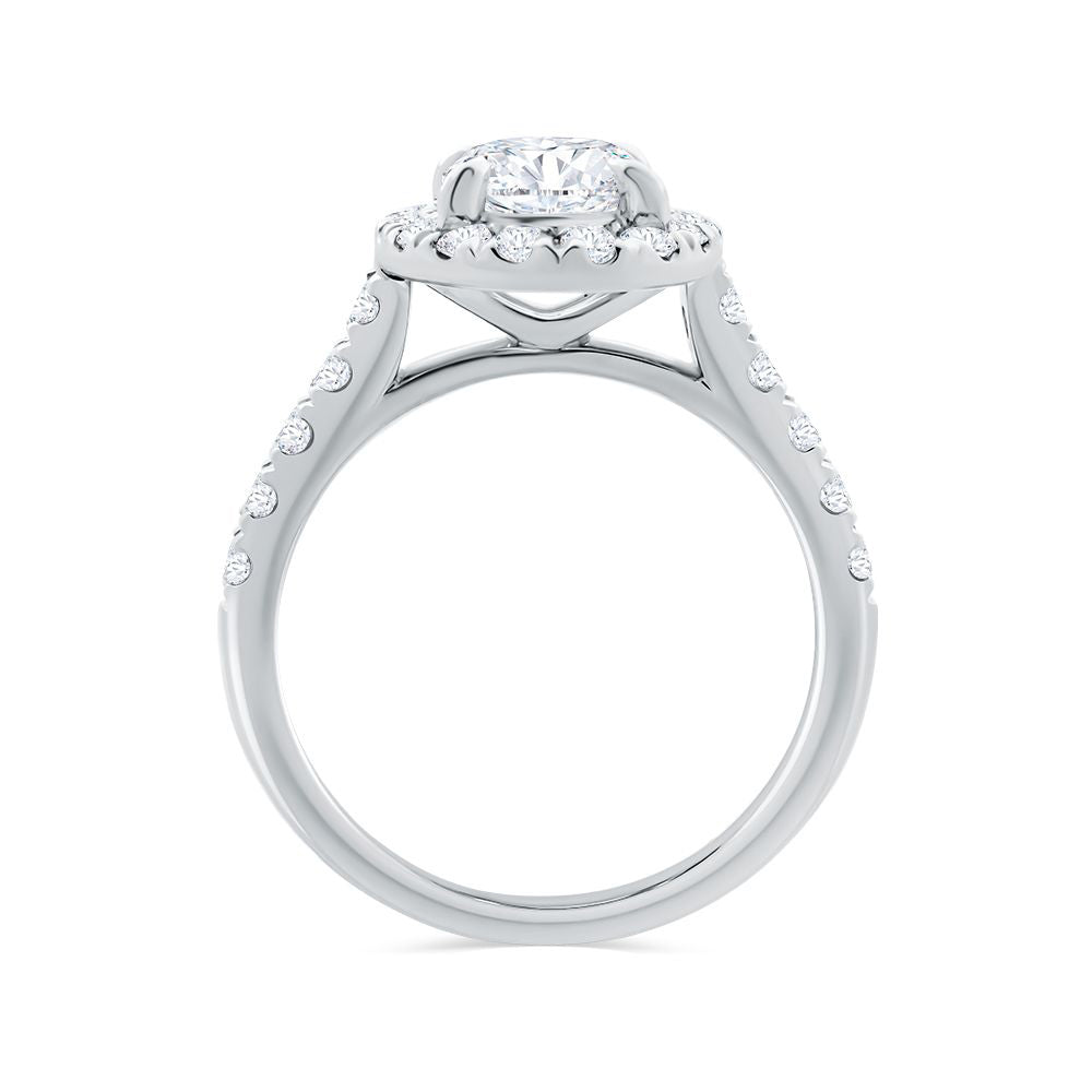 2.23ct Lab Grown Oval Diamond With Halo 18ct White Gold Ring