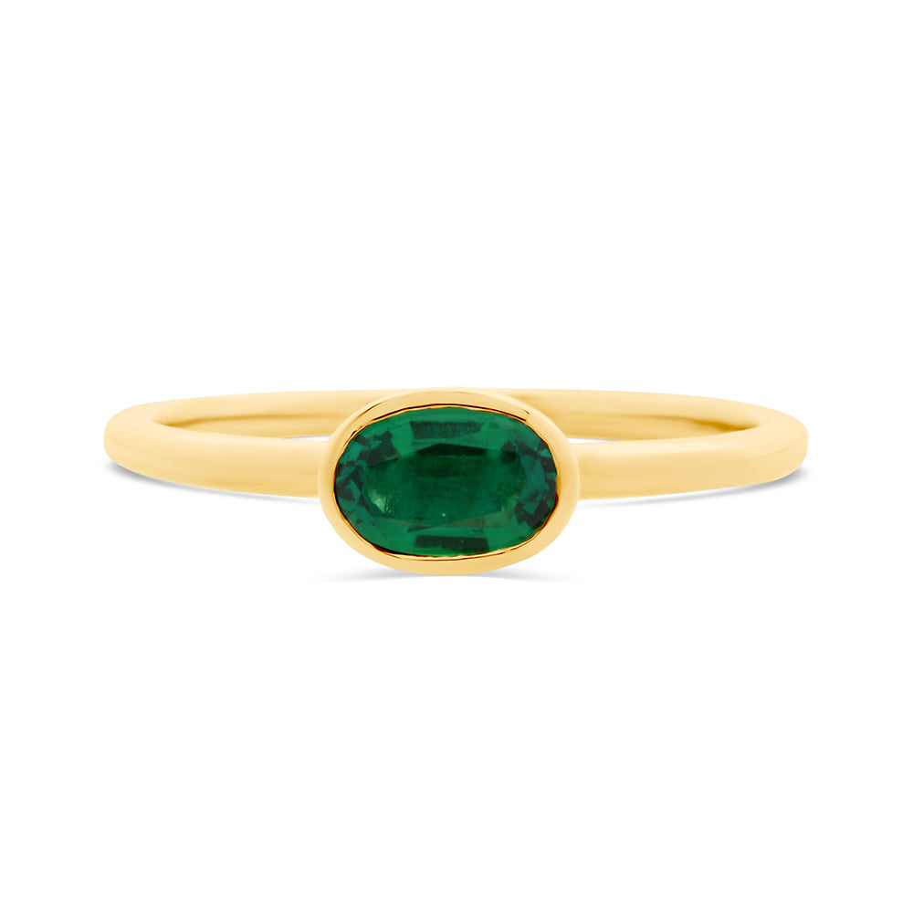 Created Emerald Diamond Ring