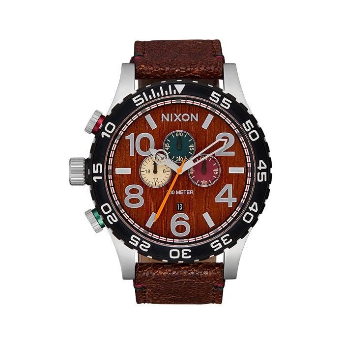 NIXON 51-30 Chrono Orologio Uomo Analogico - 51mm, Impermeabile 30 ATM, Cinturino In Vera Pelle, Cronografo Miyota