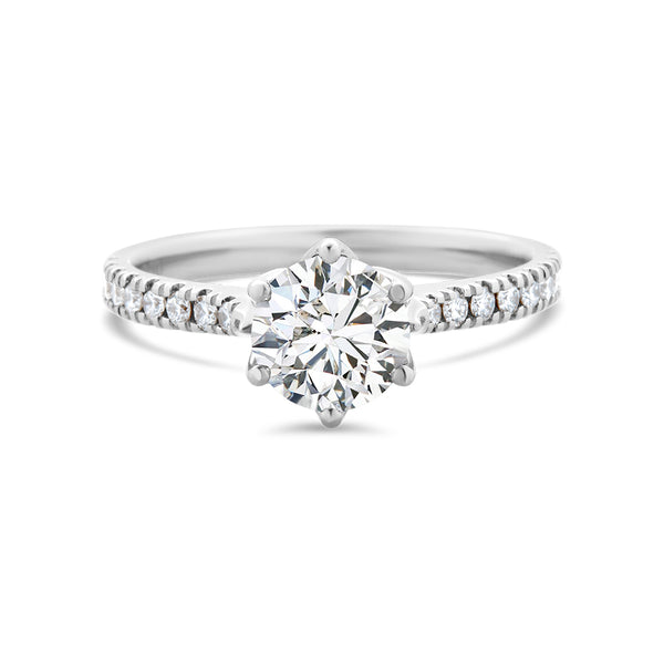 Round Brilliant Cut Lab Grown Diamond Ring With Shoulder Diamonds 1.25ct TDW