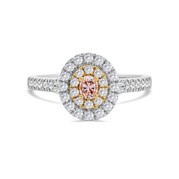 Natural Pink Double Halo Diamond Ring