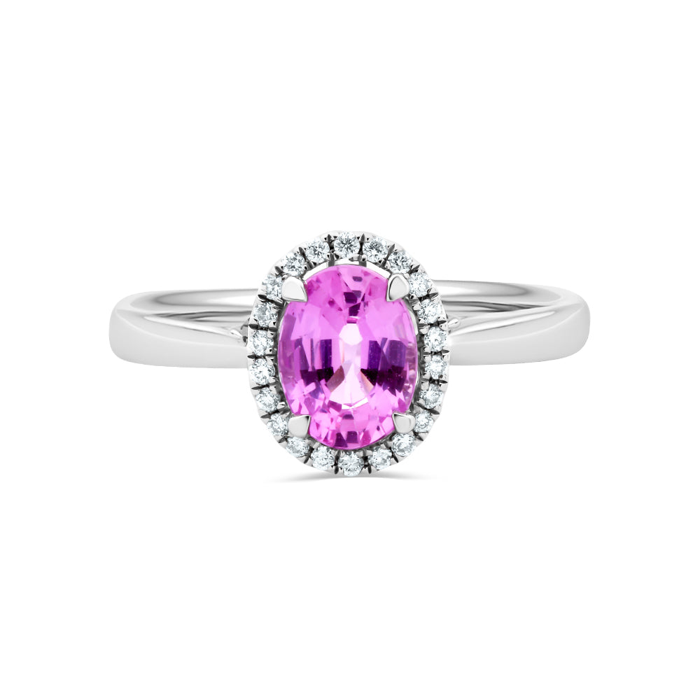 Pink Sapphire & Diamond Ring