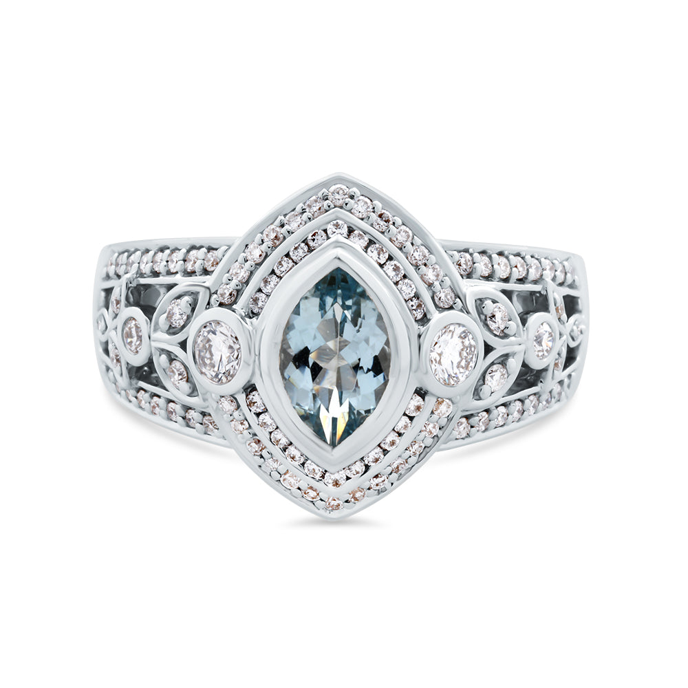 Aquamarine & Diamond Ring