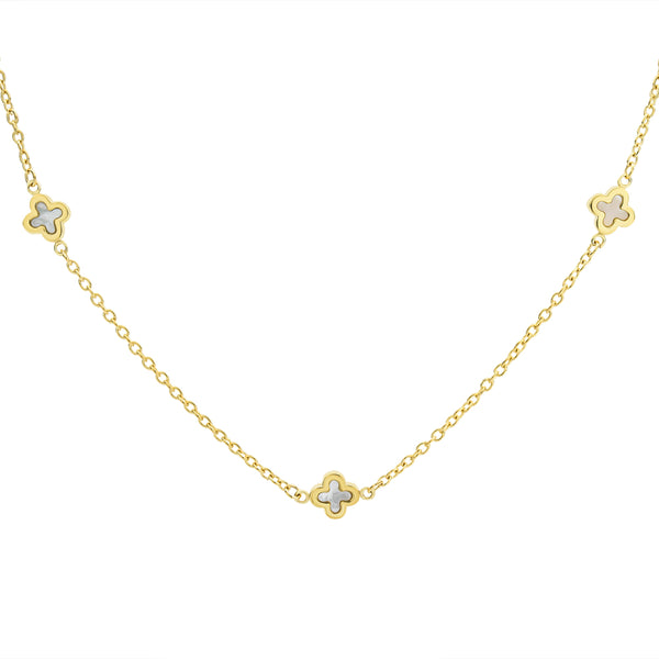 9ct Yellow Gold Mother of Pearl Clover Chain