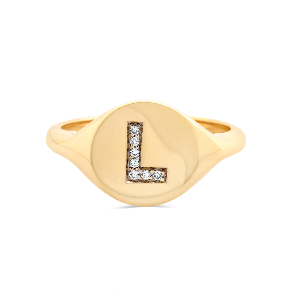 Personalised Diamond Initial Signet Ring