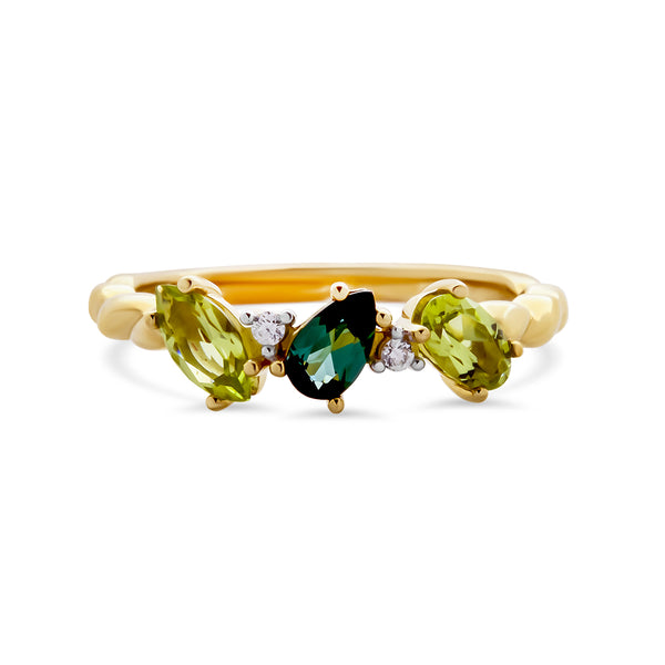 Blue Tourmaline, Peridot & Diamond Dress Ring