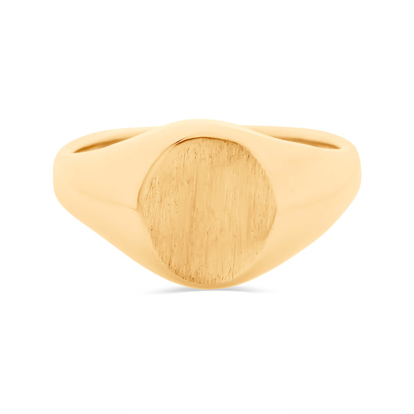 Brushed & Polished Oval Signet Ring