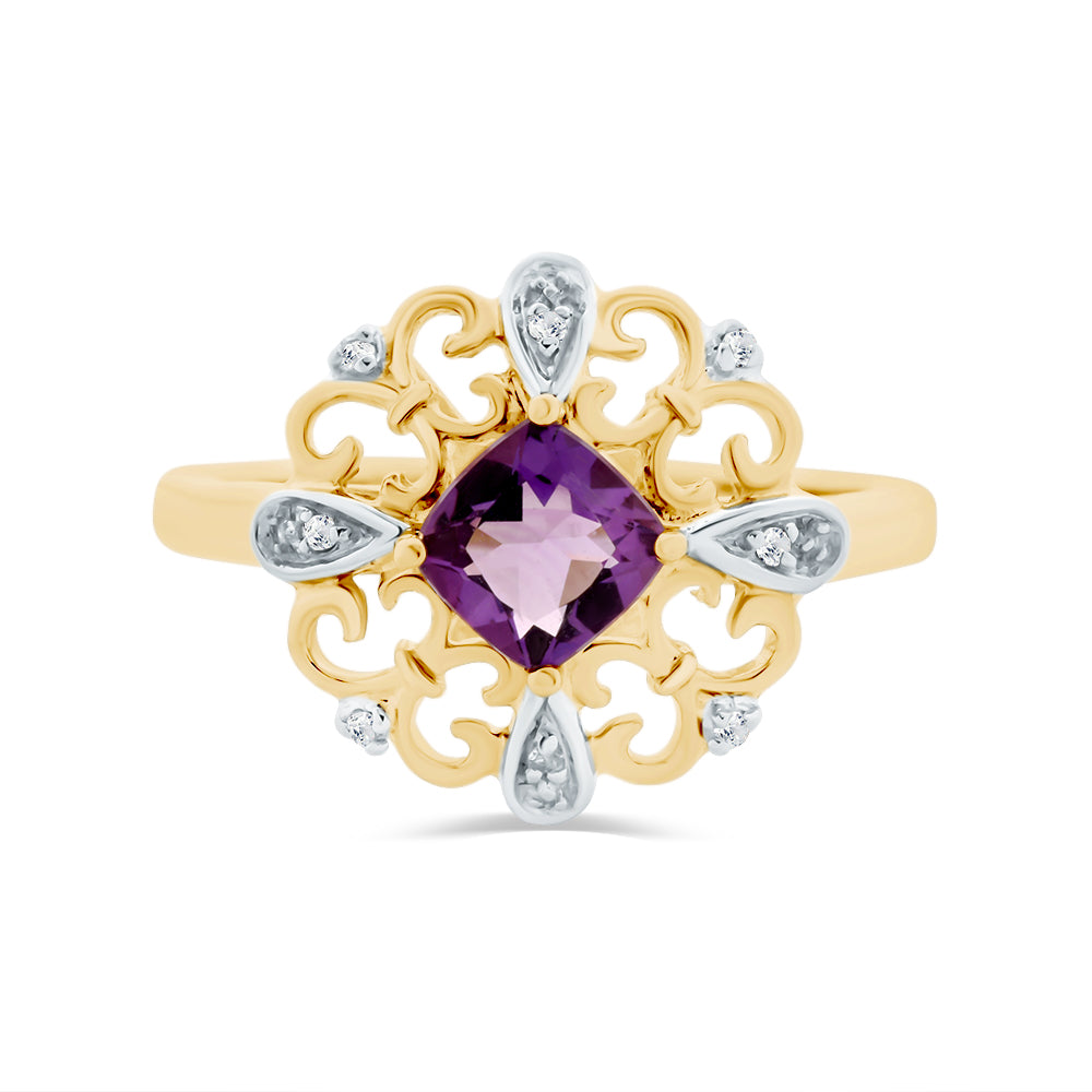 Amethyst & Diamond Ring