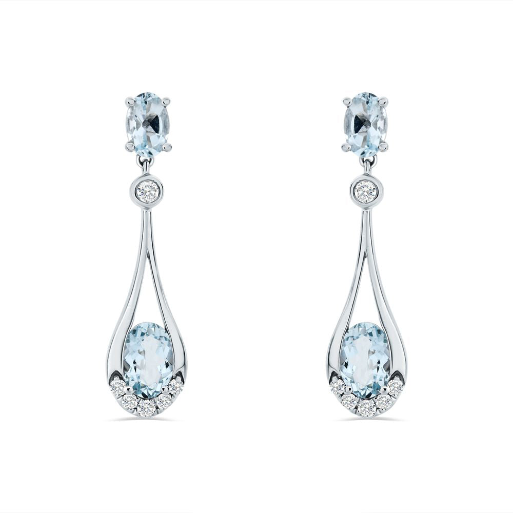 Aquamarine And Diamond Earrings