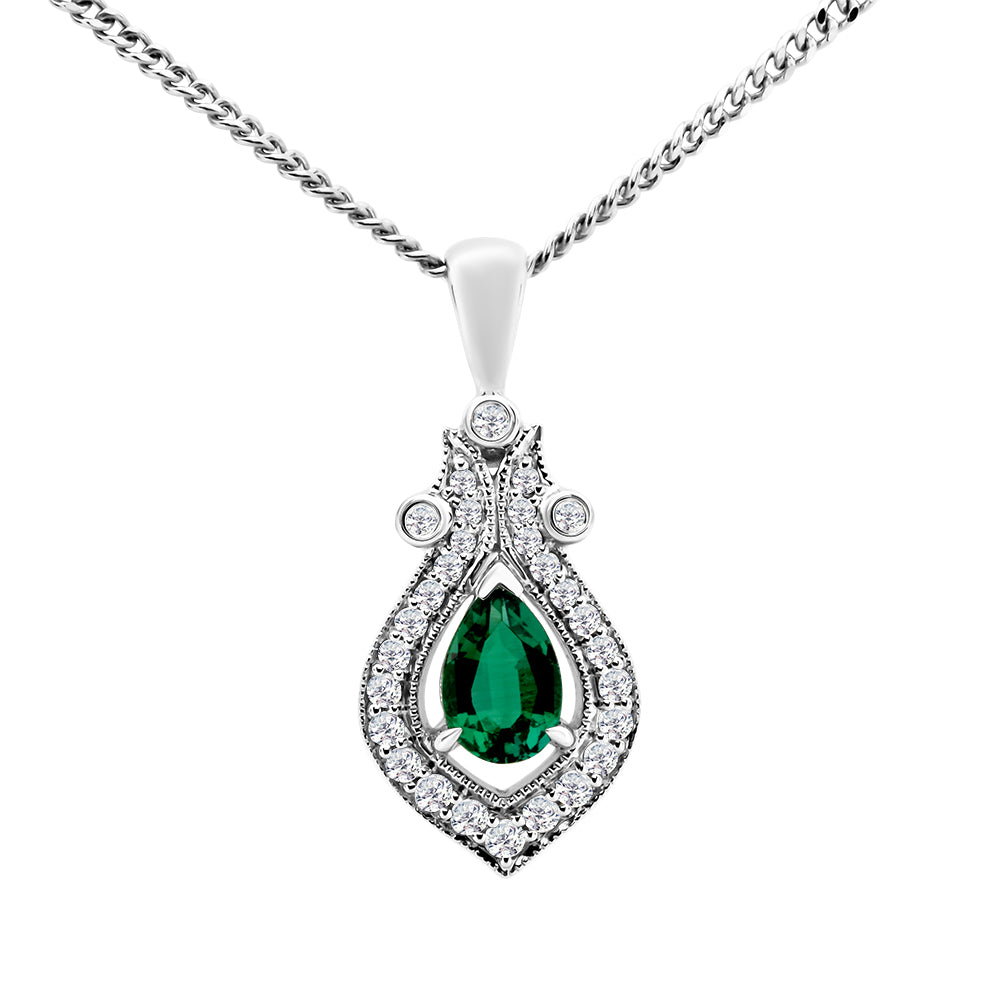 Created Emerald & Diamond Pendant