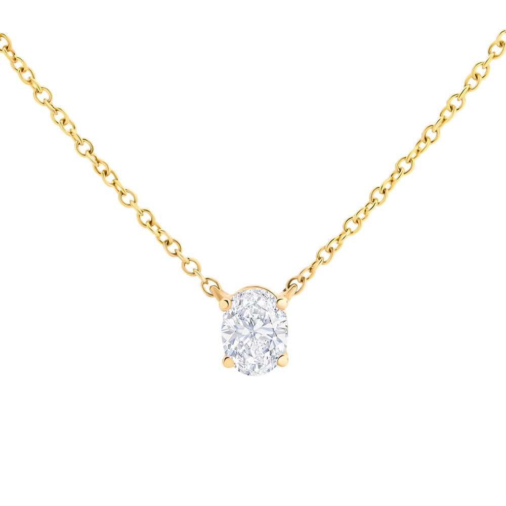 CALI- Oval Solitaire Diamond Pendant