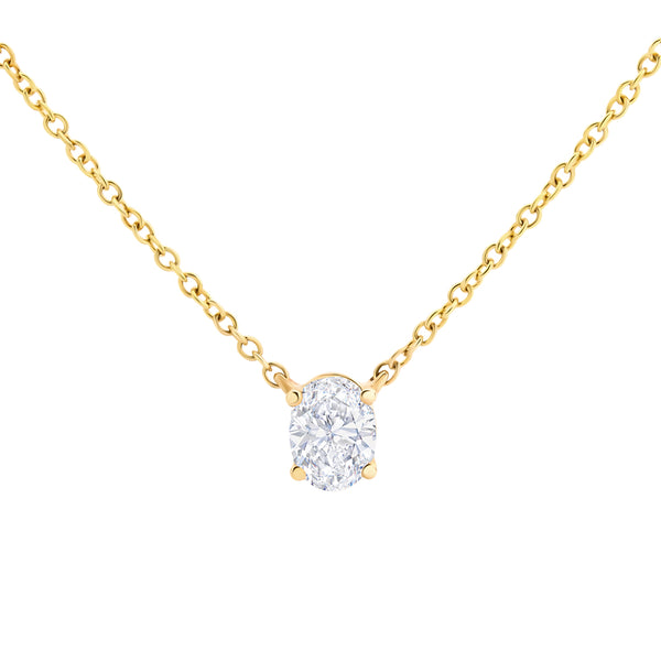 CALI- Oval Solitaire Diamond Pendant