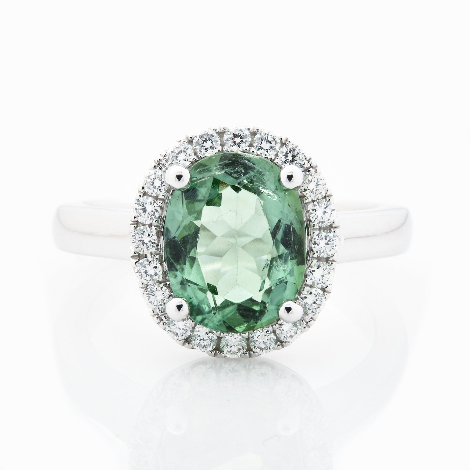 Mint Green Tourmaline And Diamond Ring