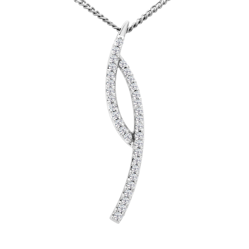 Abstract Round Brilliant Cut Claw Set Diamond Pendant Necklace 9CT White Gold