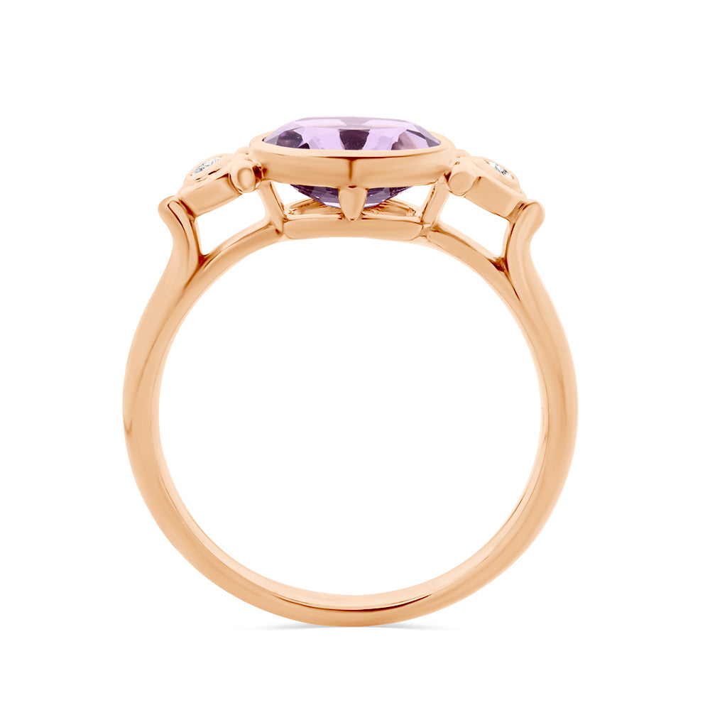 Pink Amethyst & Diamond Ring