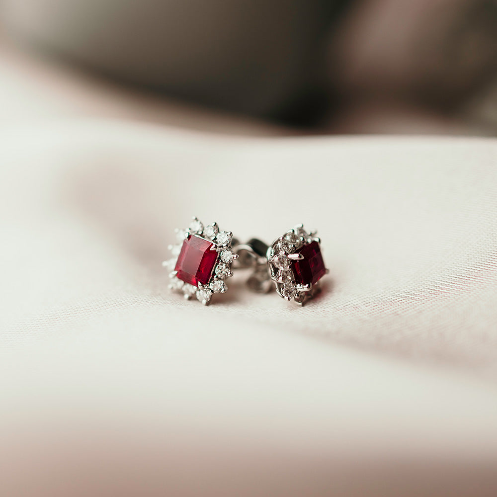 Ruby And Diamond Earrings