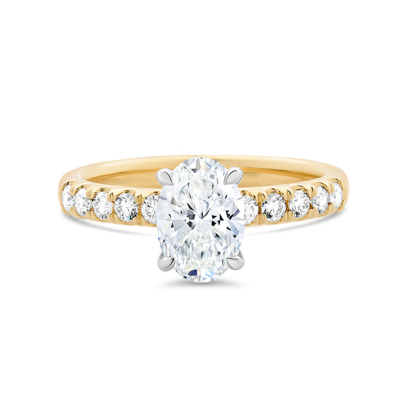 Oval Soliaitre Lab Grown Ring With Lab Grown Diamond Shoulders