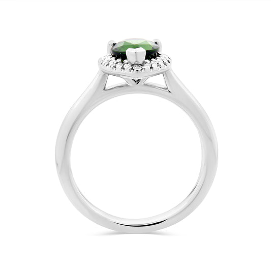 Chrome Green Tourmaline & Diamond Ring