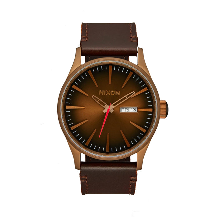 Nixon Sentry Leather Orologio Uomo A105-2853-00 | Quarzo Analogico | Cassa Acciaio 42mm | Cinturino In Pelle Marrone - 3