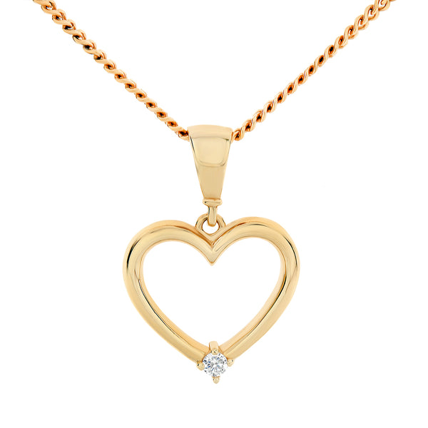 Open Heart Cubic Zirconia Pendant Necklace